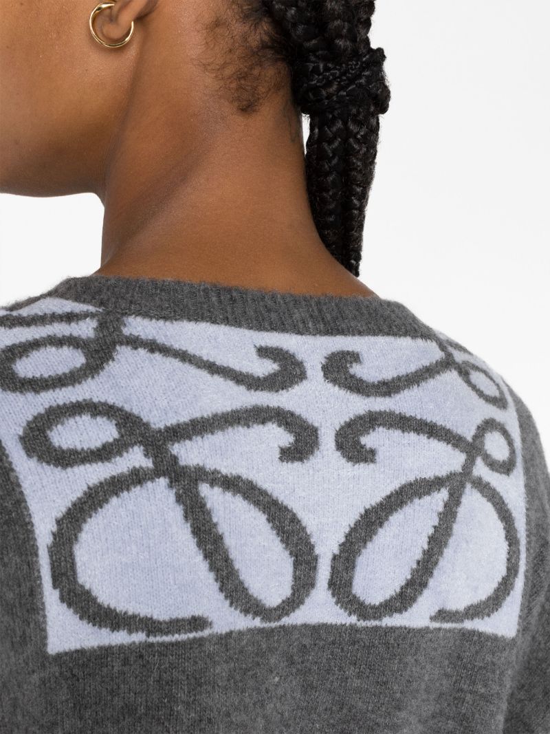 Grey Anagram-intarsia Wool Sweater