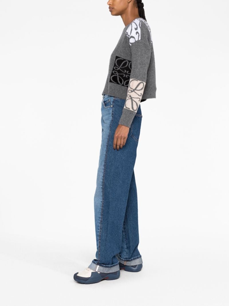 Grey Anagram-intarsia Wool Sweater