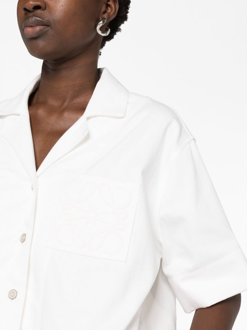 White Anagram-embroidered Denim Shirt