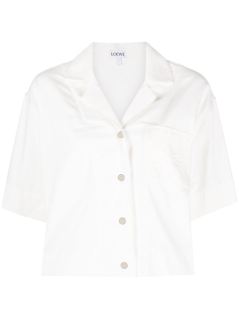White Anagram-embroidered Denim Shirt