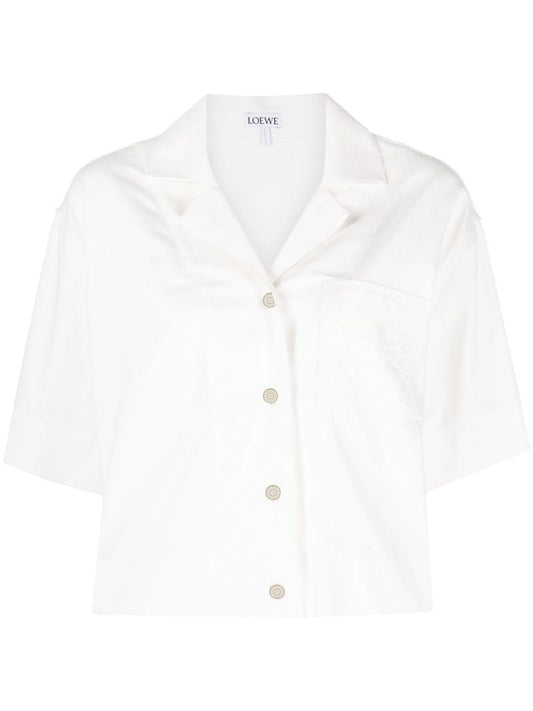 White Anagram-embroidered Denim Shirt