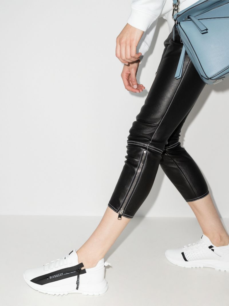 White Spectre Zip-up Leather Sneakers