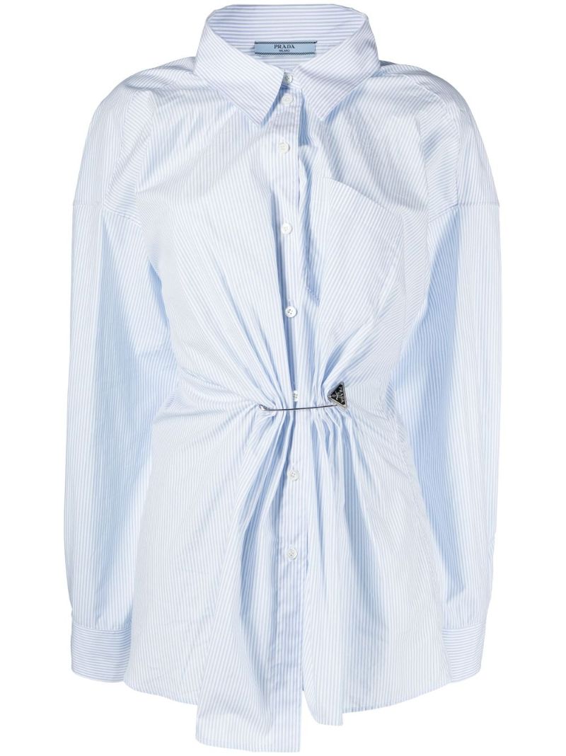 White Pin-embellished Striped Shirt