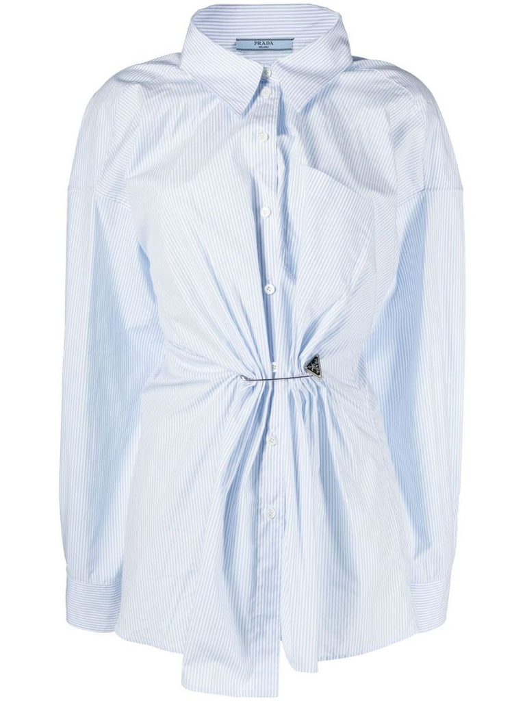 White Pin-embellished Striped Shirt