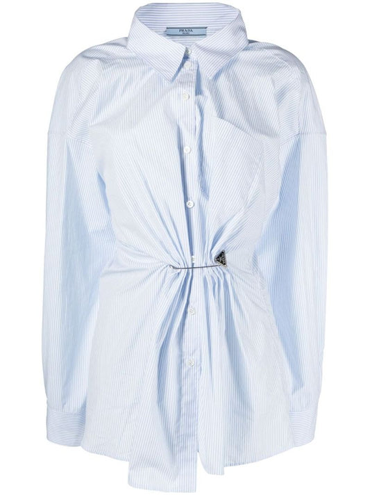 White Pin-embellished Striped Shirt