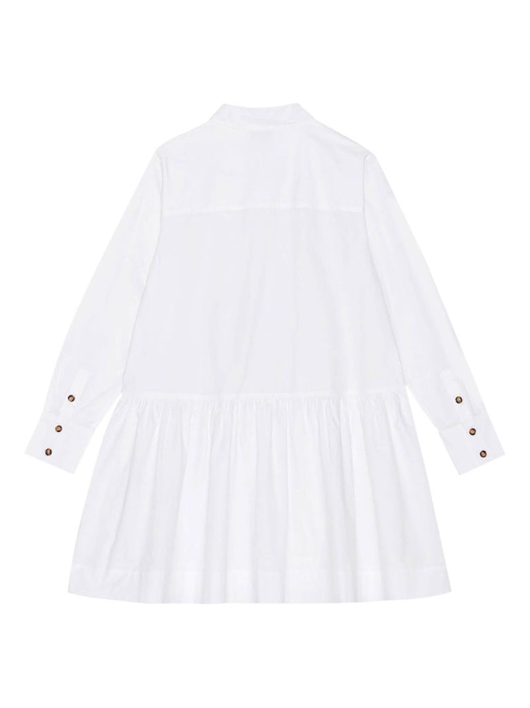 White Pointed-collar Organic Cotton Shirt Dress