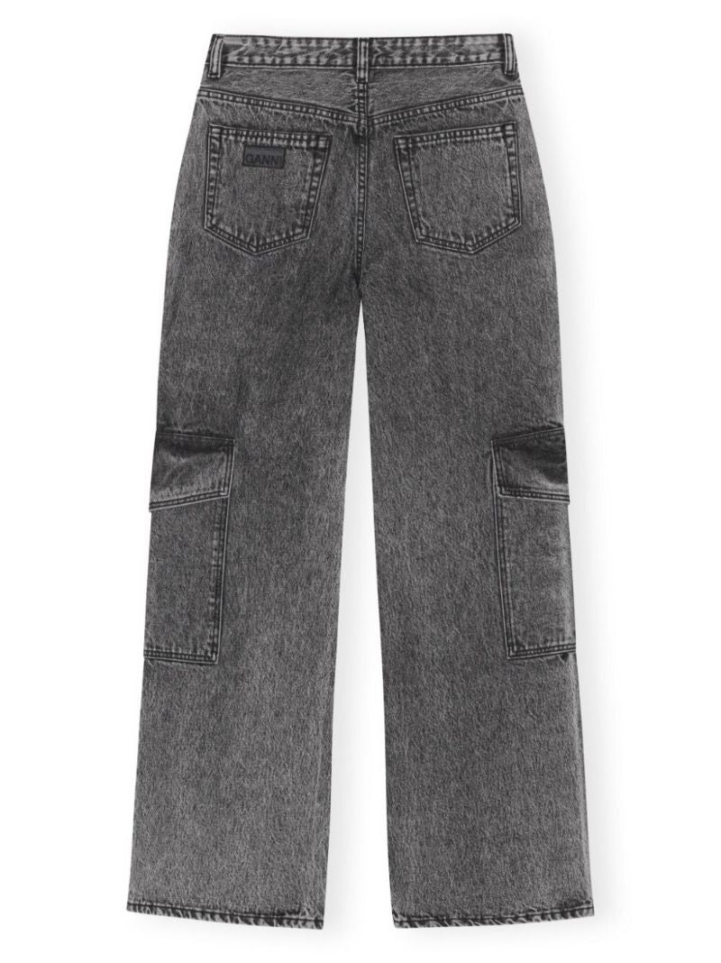 Black Angi Washed Cargo Jeans