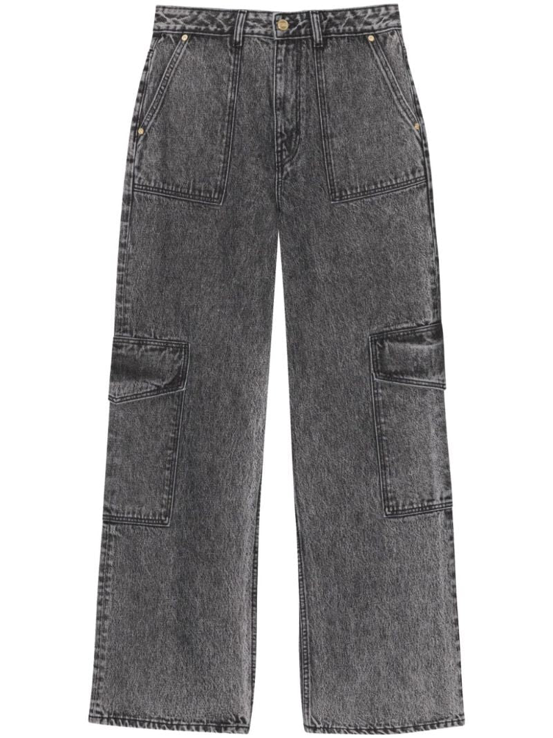 Black Angi Washed Cargo Jeans