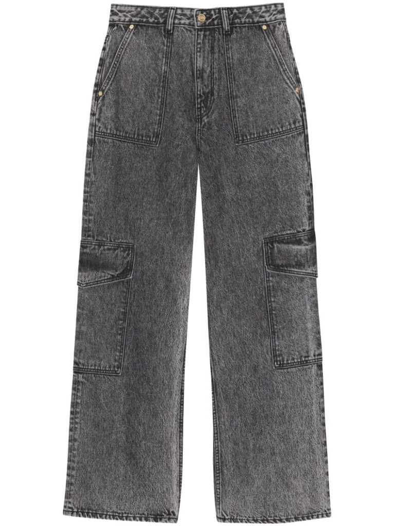 Black Angi Washed Cargo Jeans