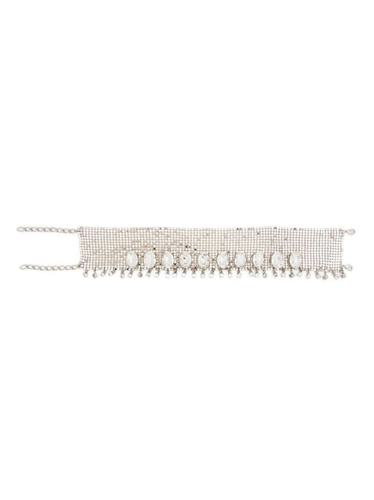 Silver-tone Pixel Crystal Necklace