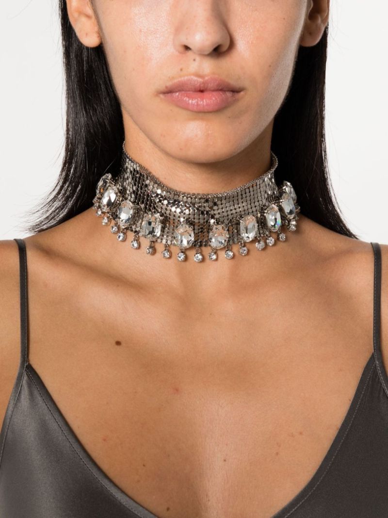 Silver-tone Pixel Crystal Necklace