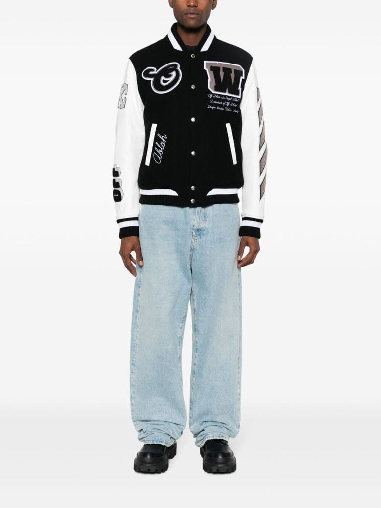 Black Lea AppliquÃ_x0083_Â© Varsity Jacket