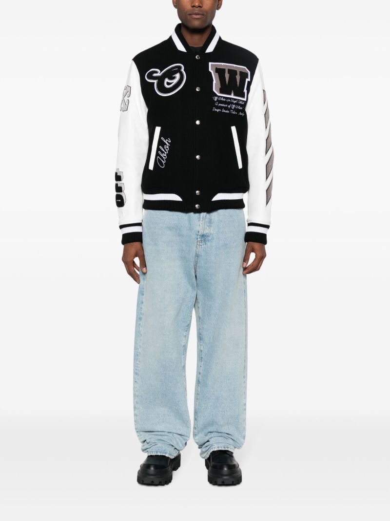 Black Lea AppliquÃ_x0083_Â© Varsity Jacket