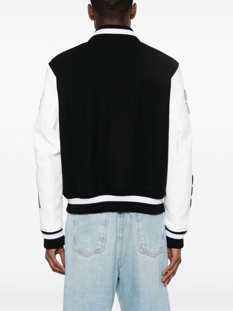 Black Lea AppliquÃ_x0083_Â© Varsity Jacket