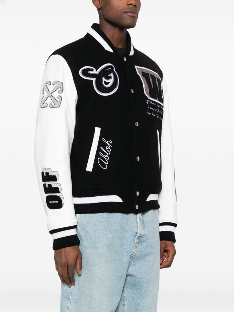 Black Lea AppliquÃ_x0083_Â© Varsity Jacket