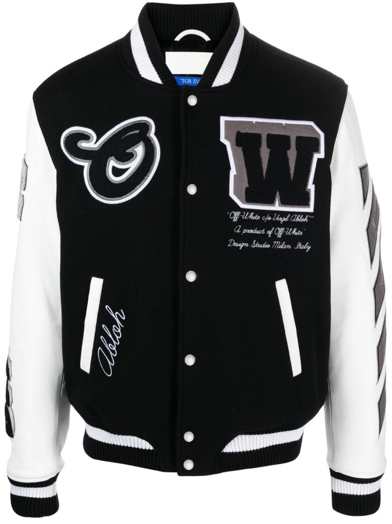 Black Lea AppliquÃ_x0083_Â© Varsity Jacket