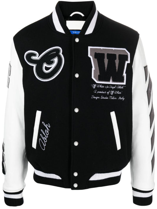 Black Lea AppliquÃ_x0083_Â© Varsity Jacket