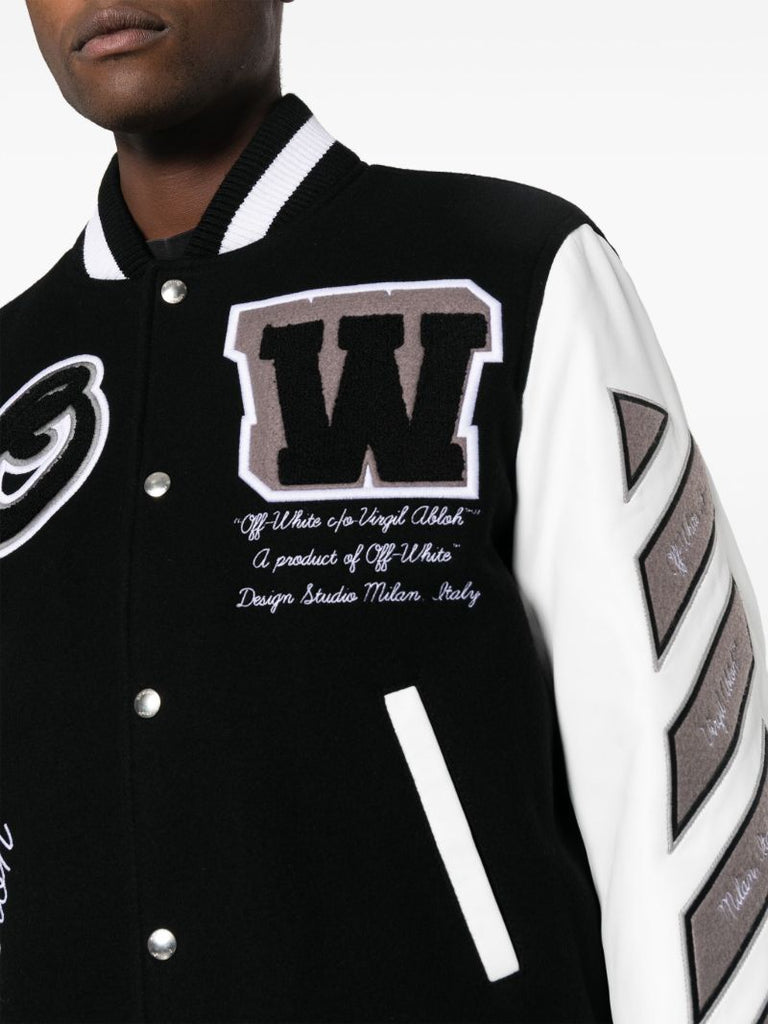 Black Lea AppliquÃ_x0083_Â© Varsity Jacket