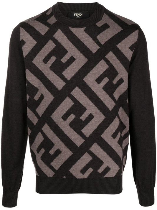 Brown Ff-monogram Wool Sweater