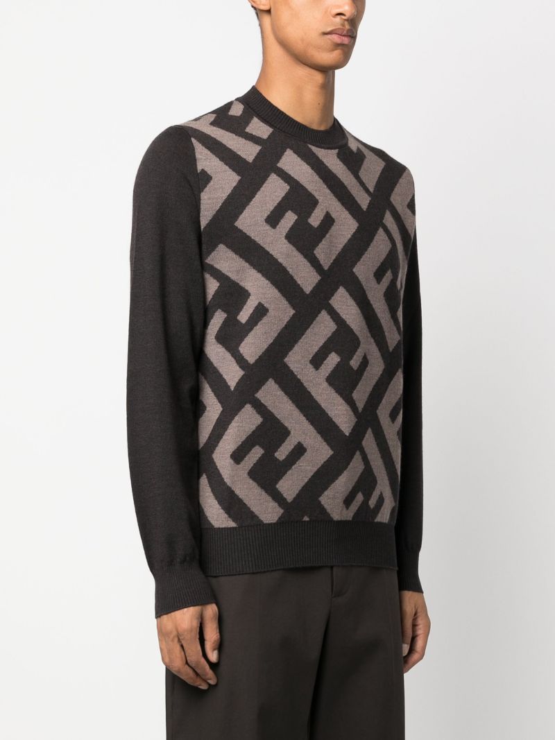 Brown Ff-monogram Wool Sweater