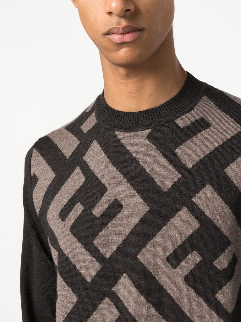 Brown Ff-monogram Wool Sweater