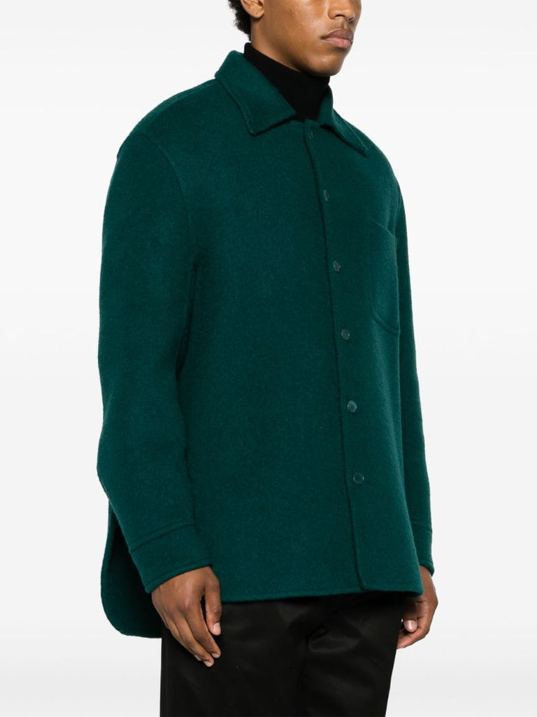 Green Wool-mohair Cocoon Overshirt