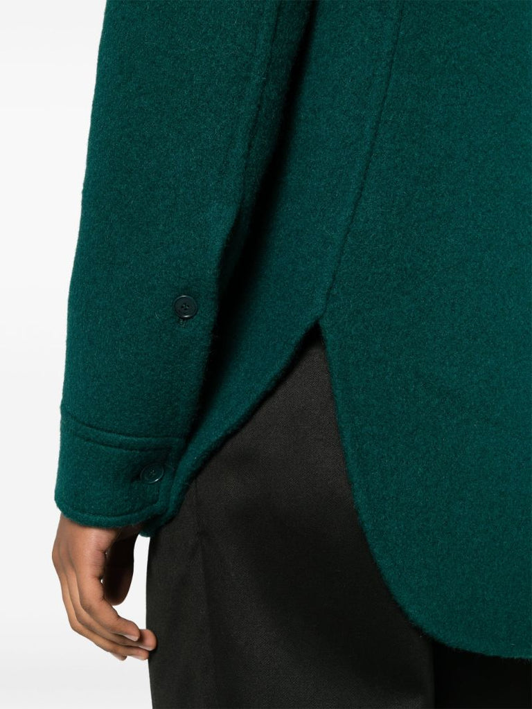 Green Wool-mohair Cocoon Overshirt