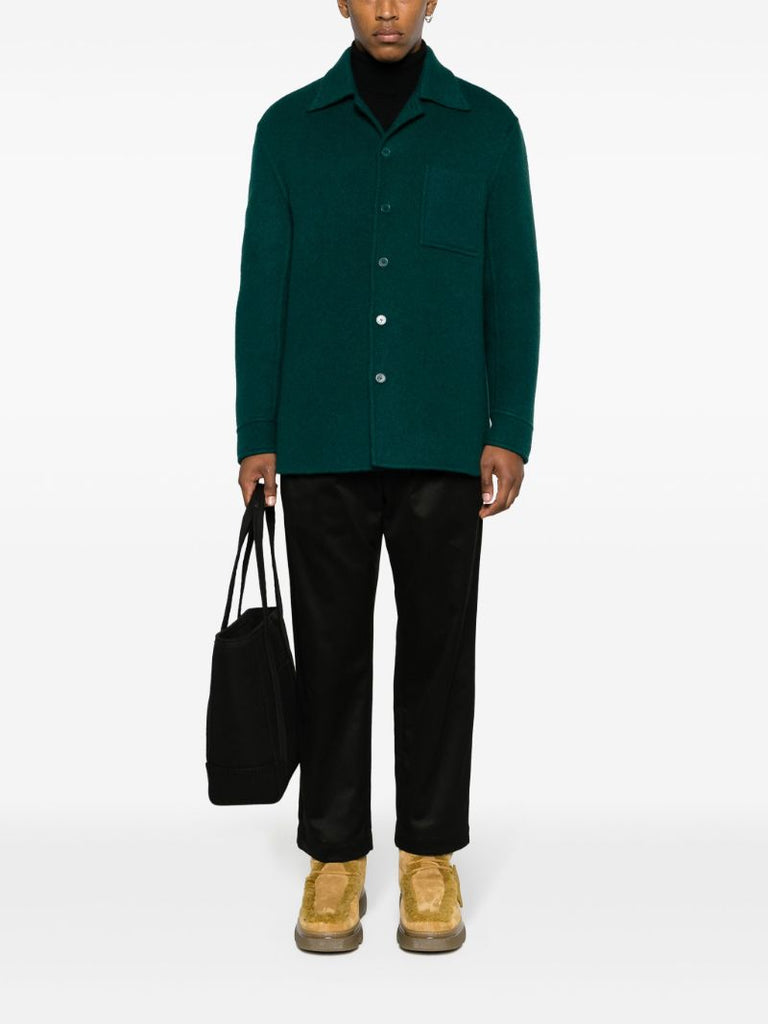 Green Wool-mohair Cocoon Overshirt