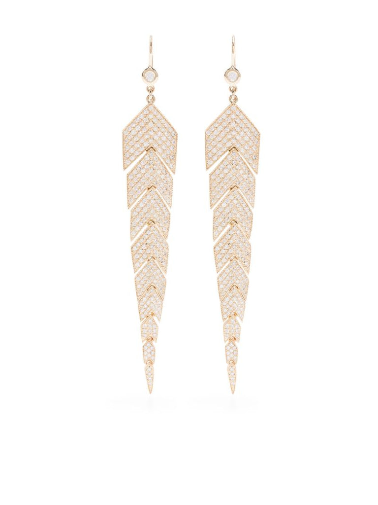 14kt Yellow Gold Fishtail Diamond Drop Earrings