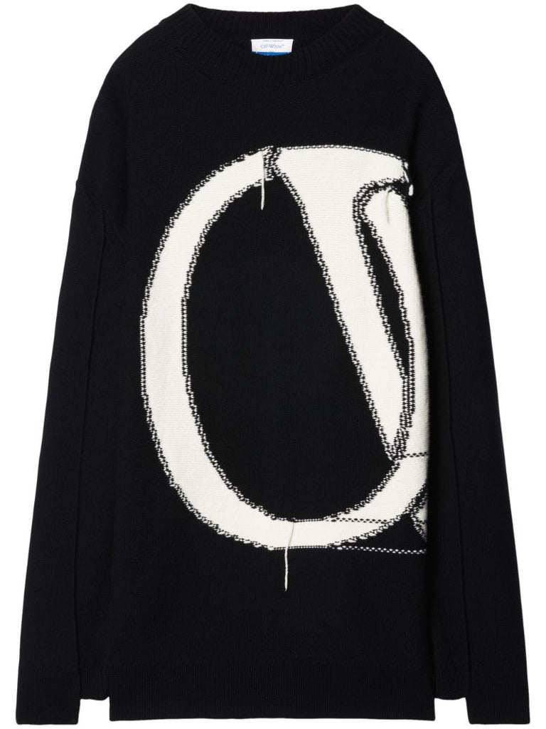 Black Ow Maxi Logo Knit Sweater