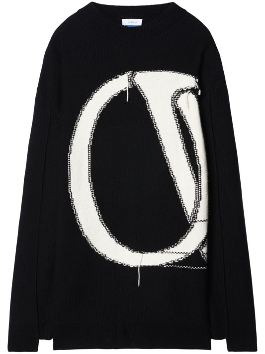 Black Ow Maxi Logo Knit Sweater