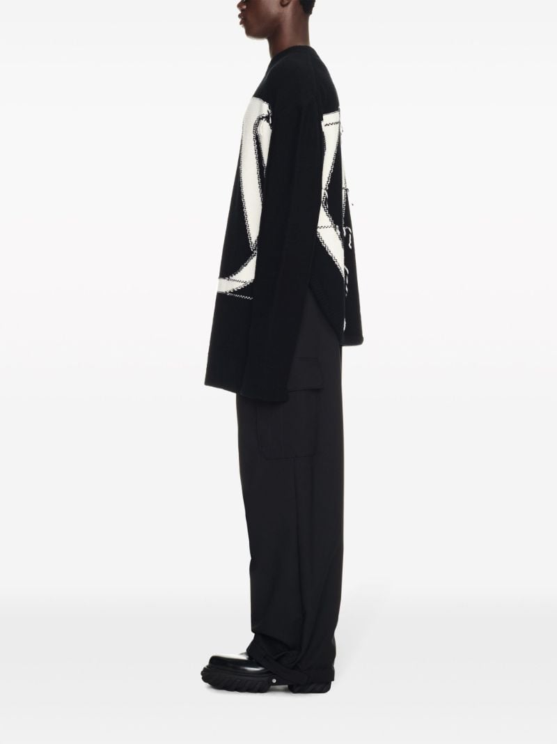 Black Ow Maxi Logo Knit Sweater