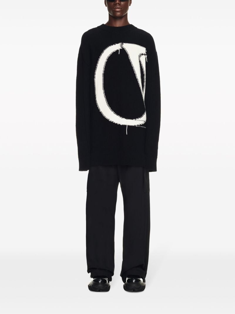 Black Ow Maxi Logo Knit Sweater