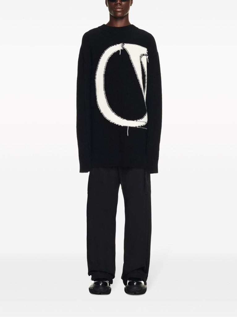 Black Ow Maxi Logo Knit Sweater