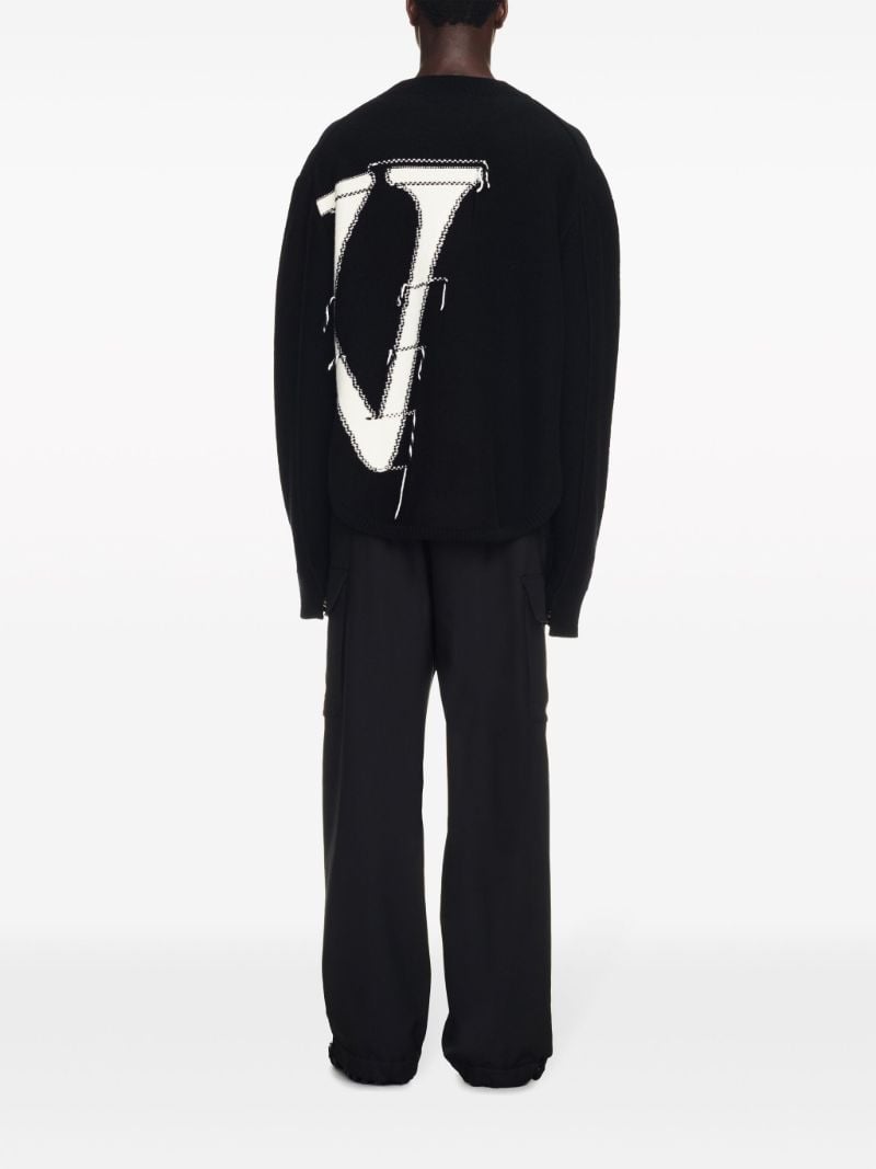 Black Ow Maxi Logo Knit Sweater