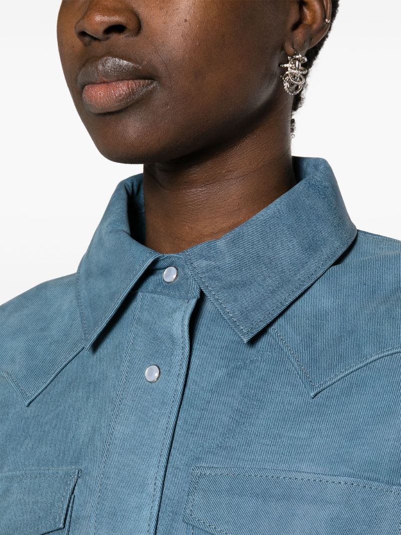 Blue Western Leather Shirt Jacket