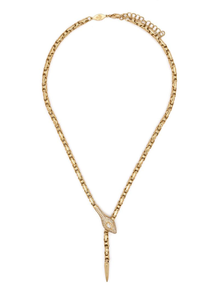 14k Yellow Gold Snake Diamond Necklace