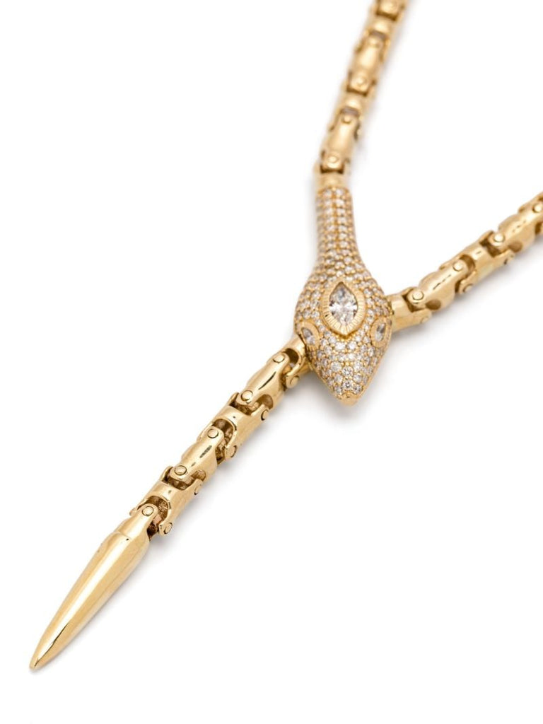 14k Yellow Gold Snake Diamond Necklace