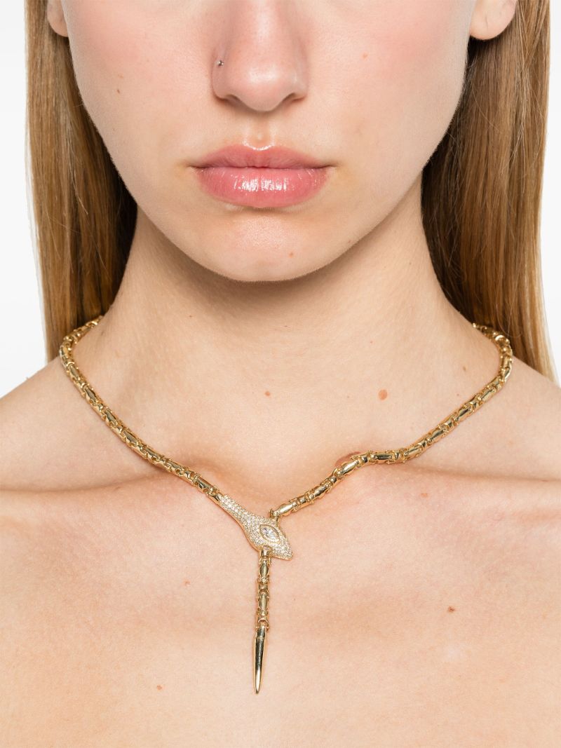14k Yellow Gold Snake Diamond Necklace