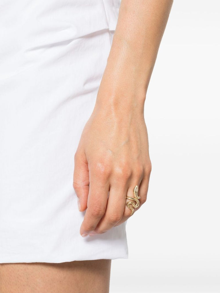 14k Yellow Gold Head Snake Diamond Wrap Ring