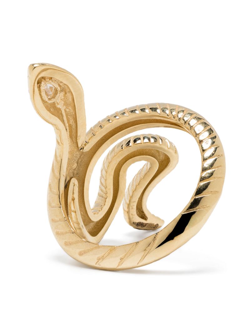 14k Yellow Gold Head Snake Diamond Wrap Ring
