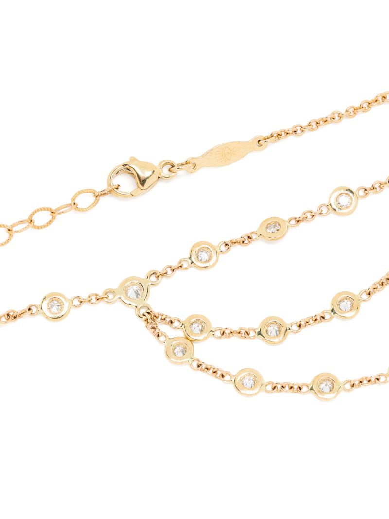 14k Yellow Gold Double Stem Diamond Finger Bracelet