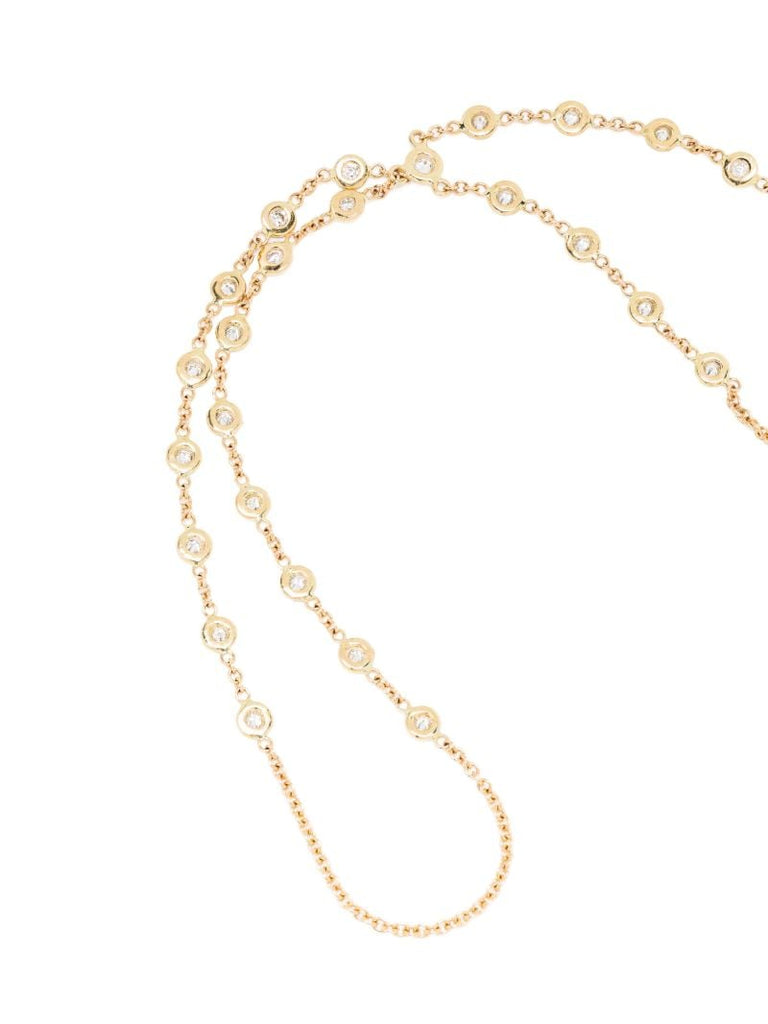 14k Yellow Gold Double Stem Diamond Finger Bracelet