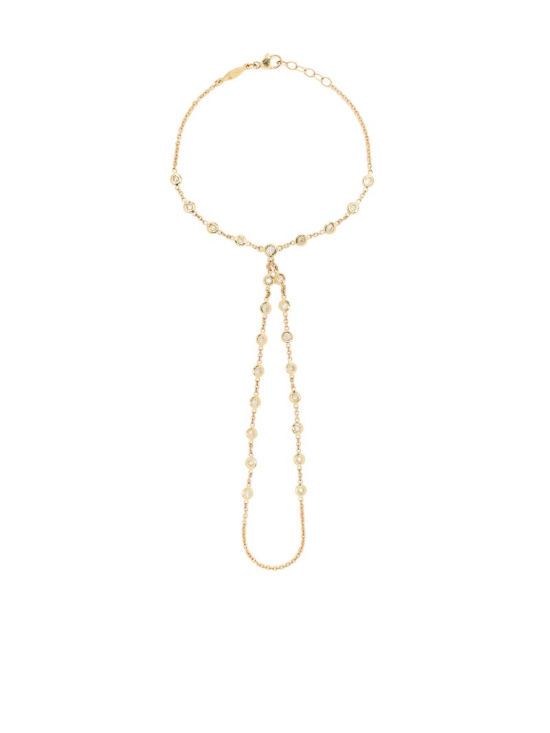 14k Yellow Gold Double Stem Diamond Finger Bracelet