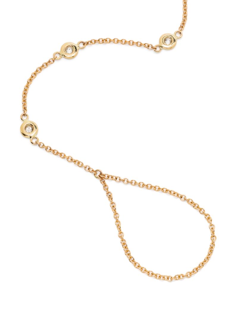 14k Yellow Gold Spaced Out Diamond Finger Bracelet