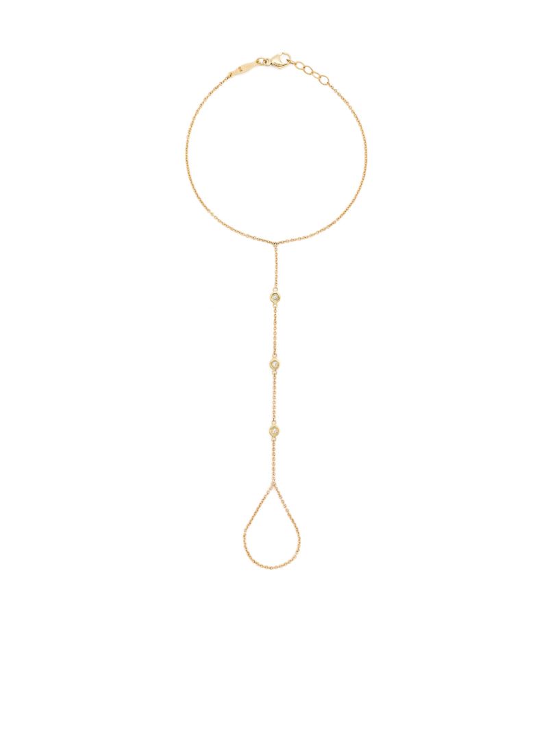 14k Yellow Gold Spaced Out Diamond Finger Bracelet