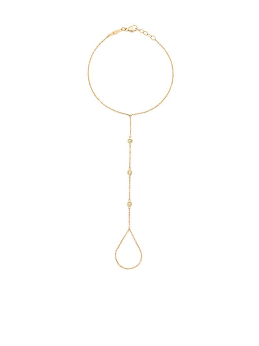 14k Yellow Gold Spaced Out Diamond Finger Bracelet