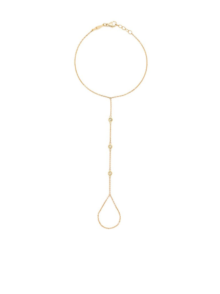 14k Yellow Gold Spaced Out Diamond Finger Bracelet