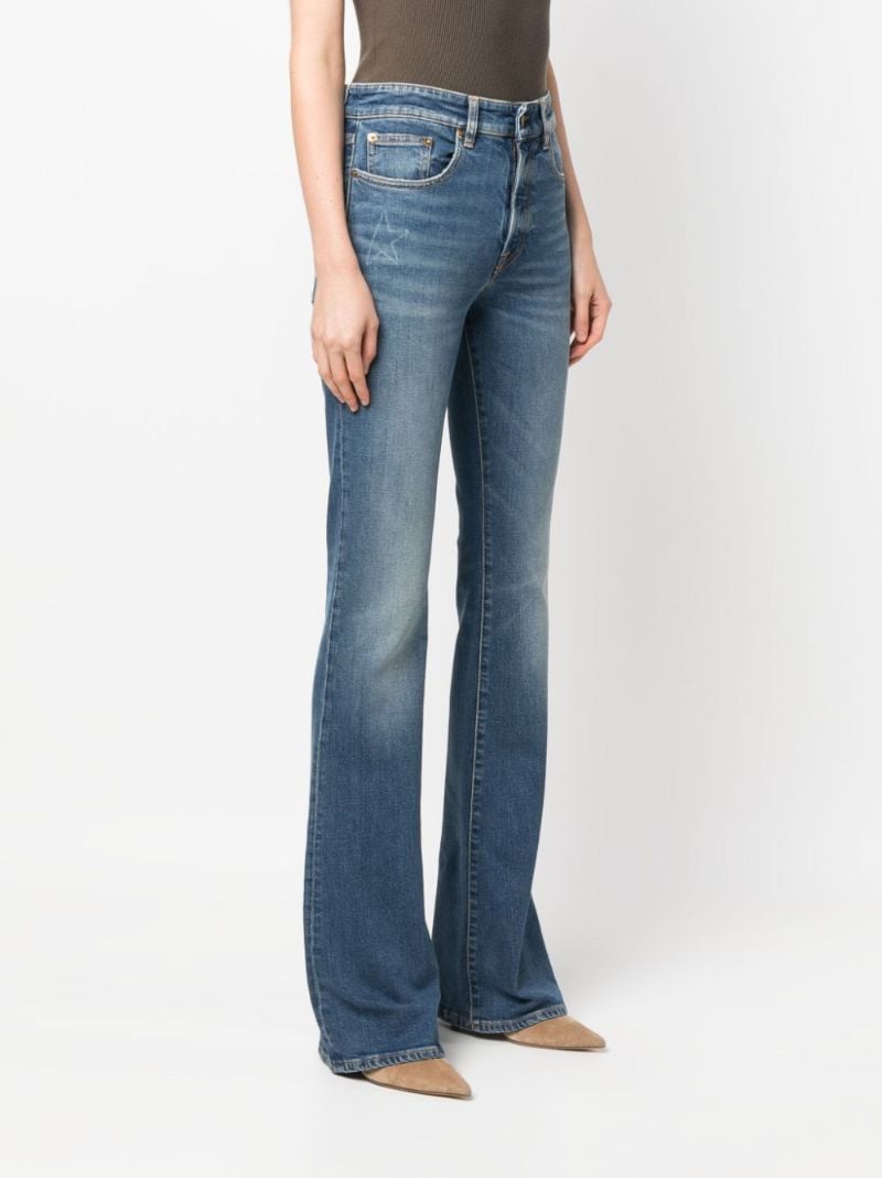 Blue Washed-effect Wide-leg Jeans