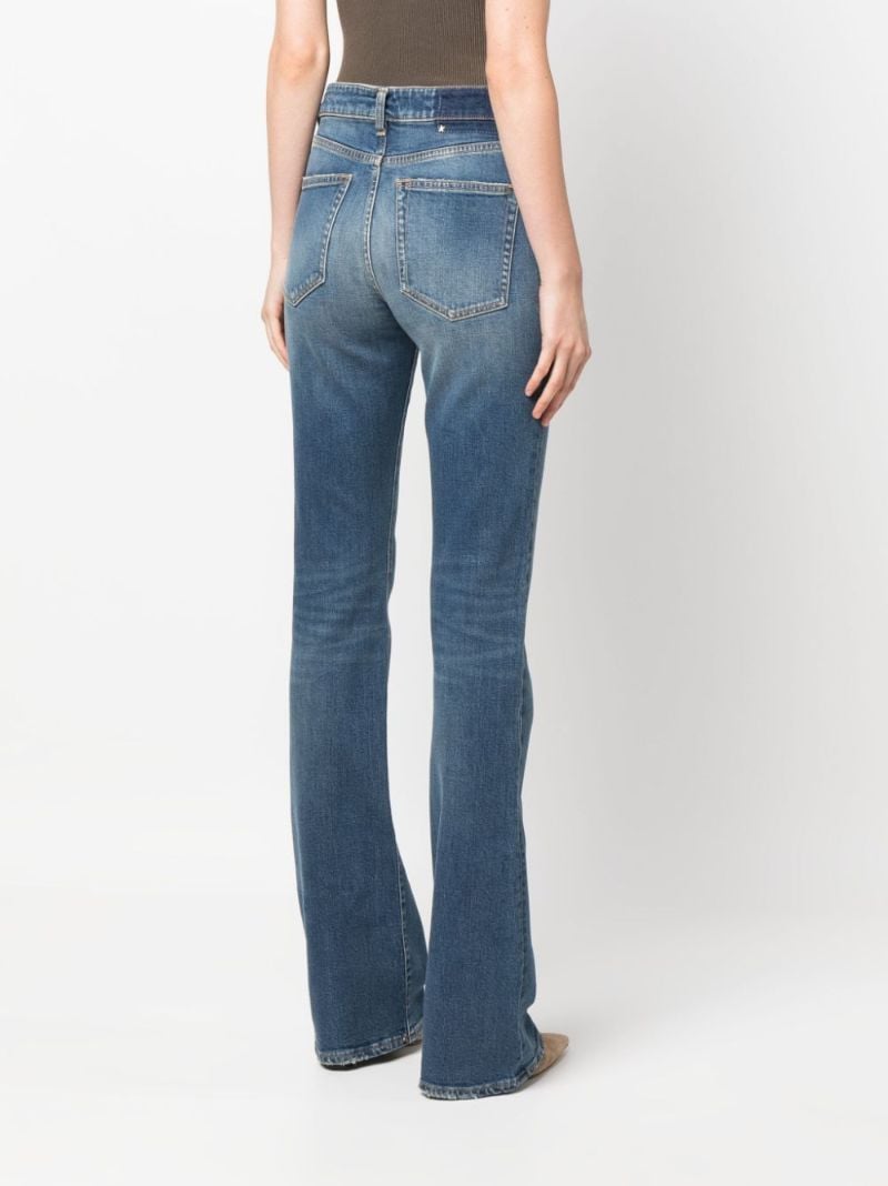 Blue Washed-effect Wide-leg Jeans